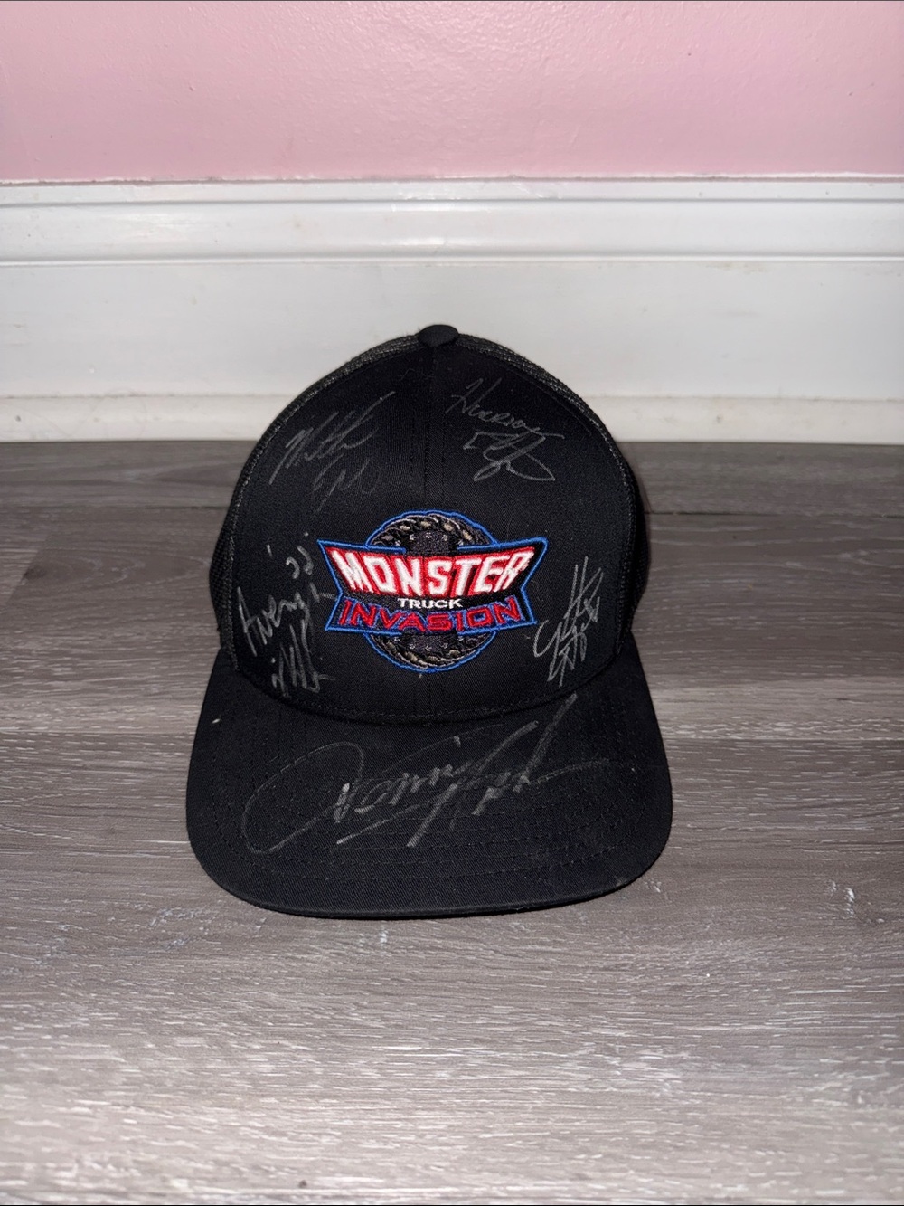 Pacifica Black Trucker Hat with Silver Autographs